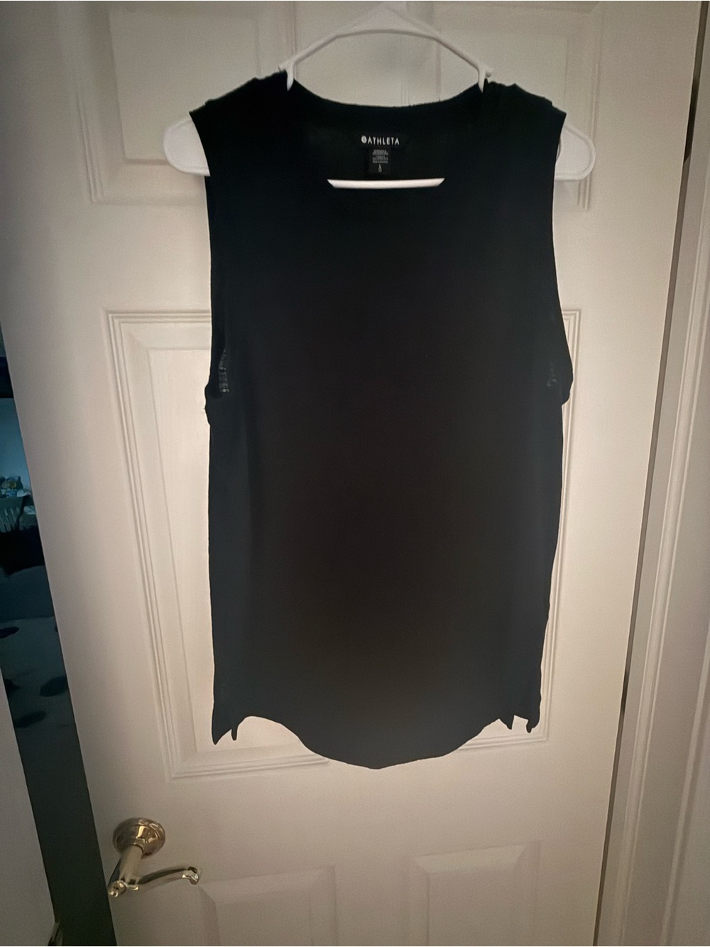 Athleta Black Muscle Tank with Raw-Edge Hem